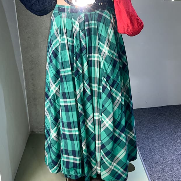 green check maxi skirt