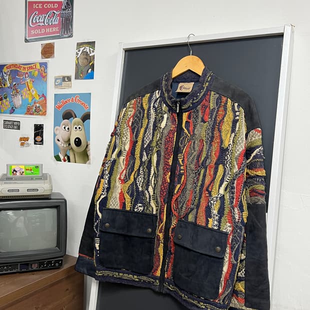 Coogi Vintage 쿠지 오리지널 클래식 케이블 꽈배기 니트 집업
