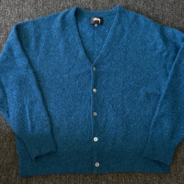 [XL] 스투시 브러쉬드 가디건 블루