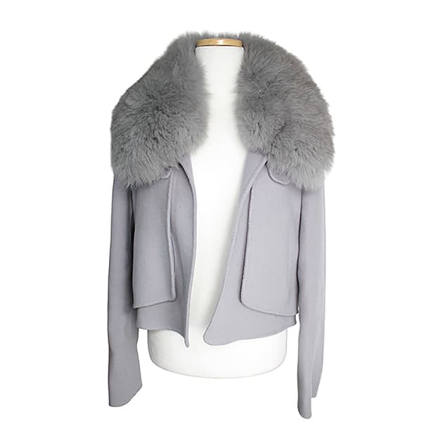 할스톤 그레이 폭스 퍼 숏 자켓 44