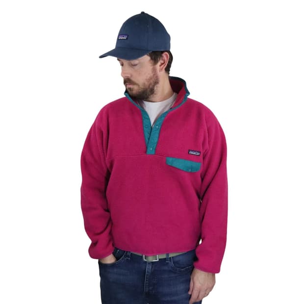 90s 파타고니아 신칠라 스냅-T 핑크/틸/퍼플 USA