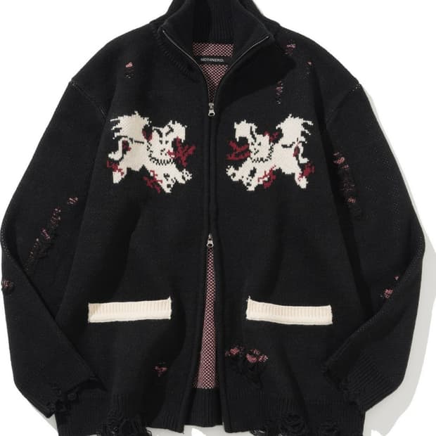 NOT4NERD Distressed Side Trim Knit Zip U