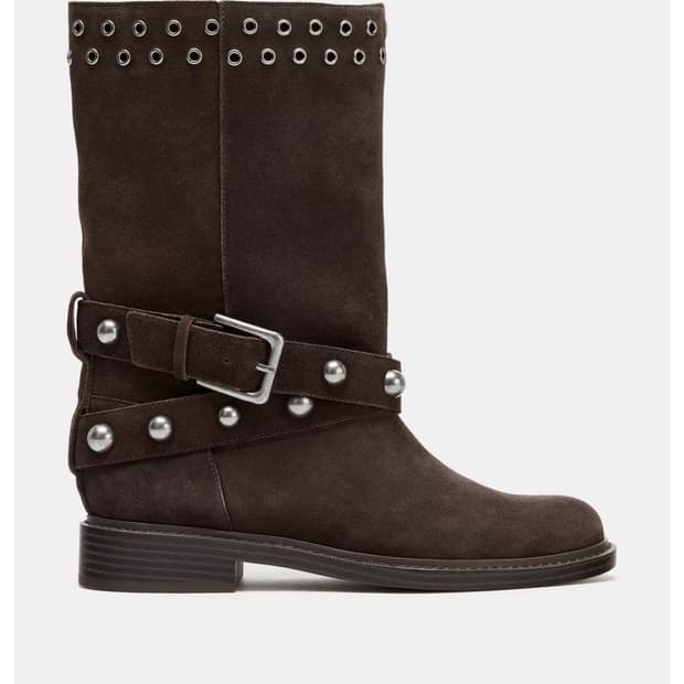 자라 스터드 스웨이드 앵클 부츠