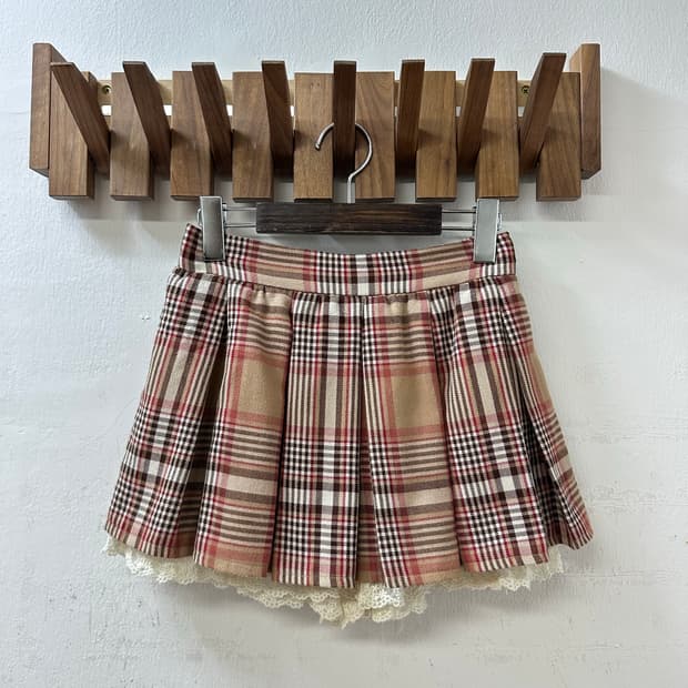 일본빈티지 Liz Lisa 리즈리사 체크 플리츠 큐롯팬츠 레이스 스커트