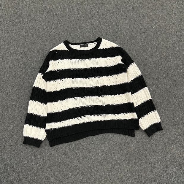 L)Japanese vintage 여성 단가라 니트 스웨터