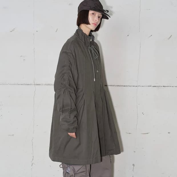 타입서비스 야상 플리스 롱 점퍼 차콜