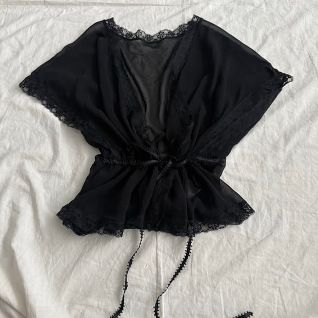 블랙 페어리 오네갸루 고딕 시스루 가디건