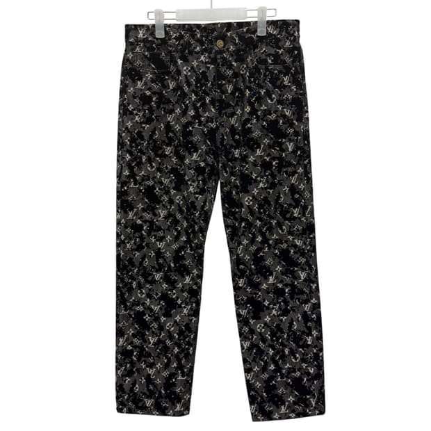 루이비통 모노그램 플록 시즈널 벨벳 데님팬츠 (32) 