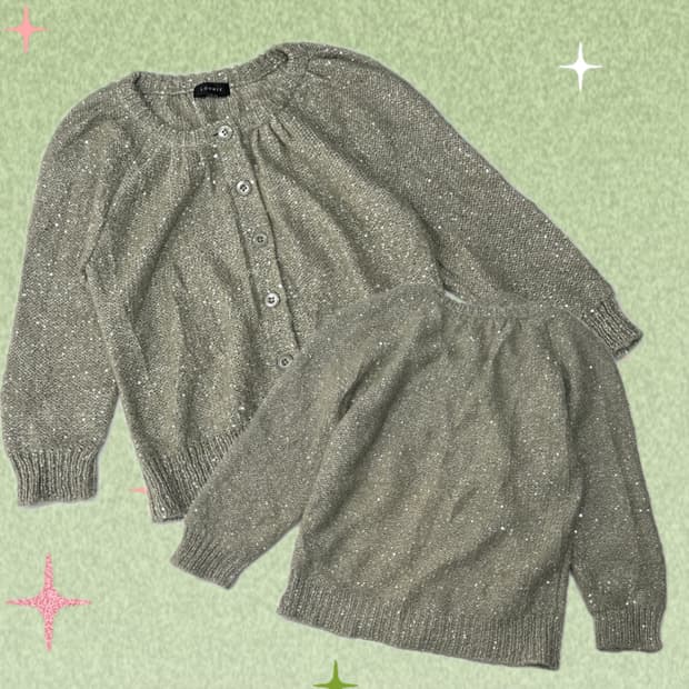 🩶스팽글니트 가디건 🩶 데코라 괴짜룩 러블리 가을 7부 그런지 히피