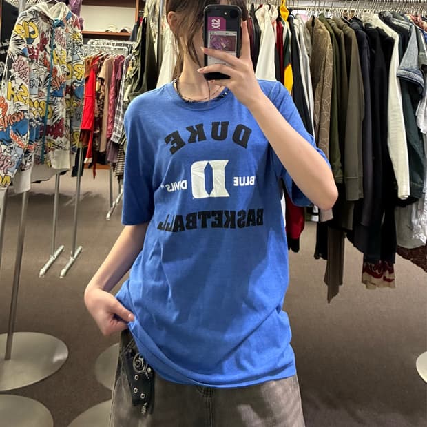 L)Nike 빈티지 레터링 블루 반팔