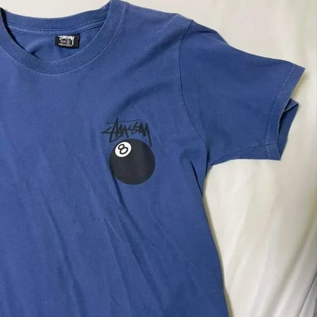스투시 8볼 파란색 티