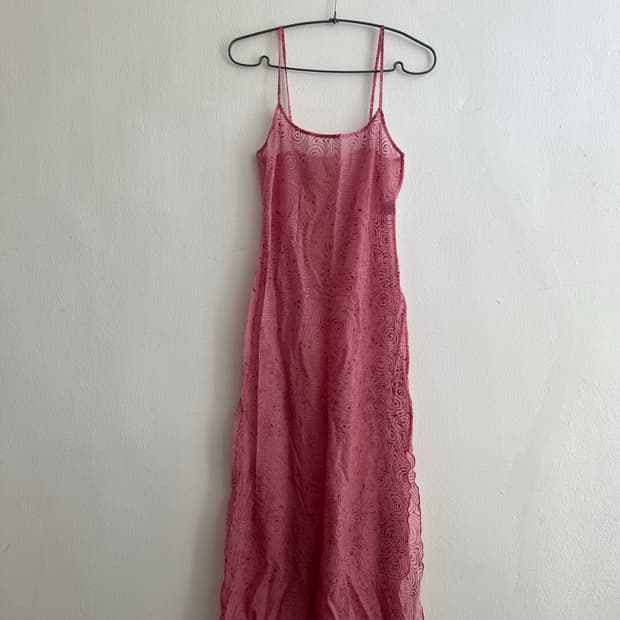 유럽 빈티지 시스루 슬립 드레스