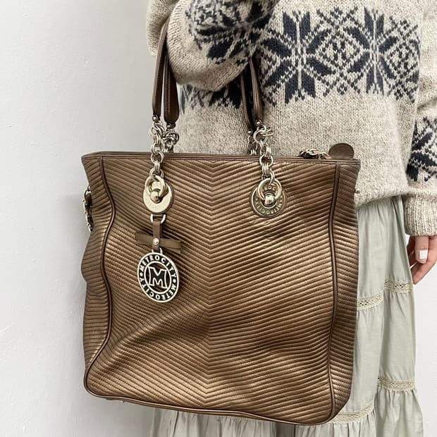 메트로시티 리얼레더 키링 체인 백