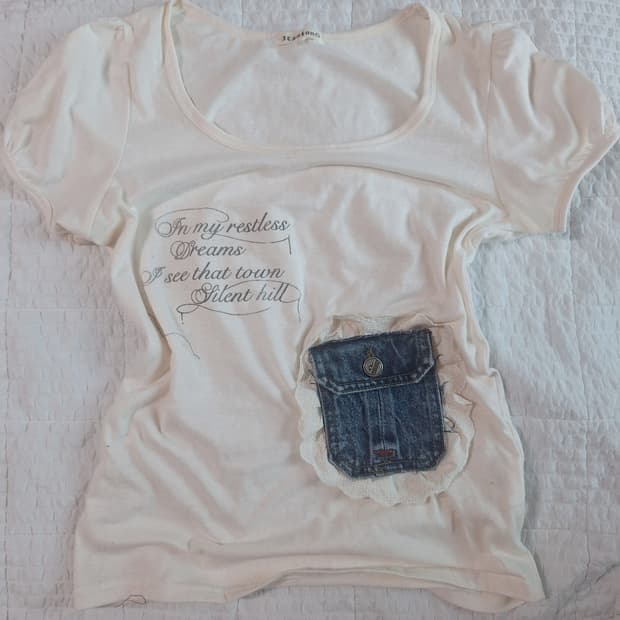Pocket lettering T 빈티지 일본 커스텀 y2k