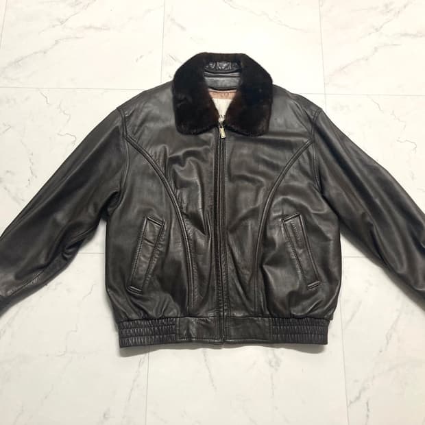 00s 런던포그 구스 내피 양가죽 봄버 자켓 105