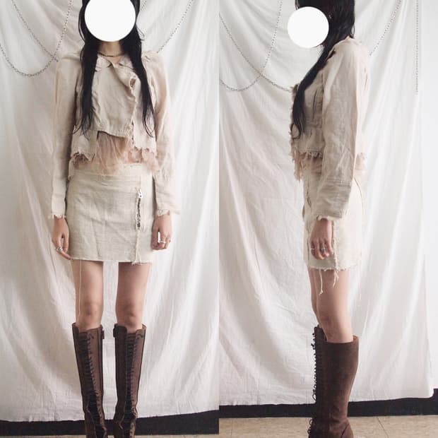 rare* bed and balcony jpn 그런지 크롭컷 자켓