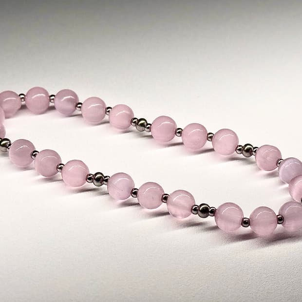 천연석 분홍 캣츠아이 원석팔찌