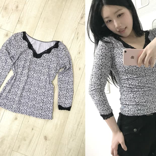 heart lace light purple T jpn