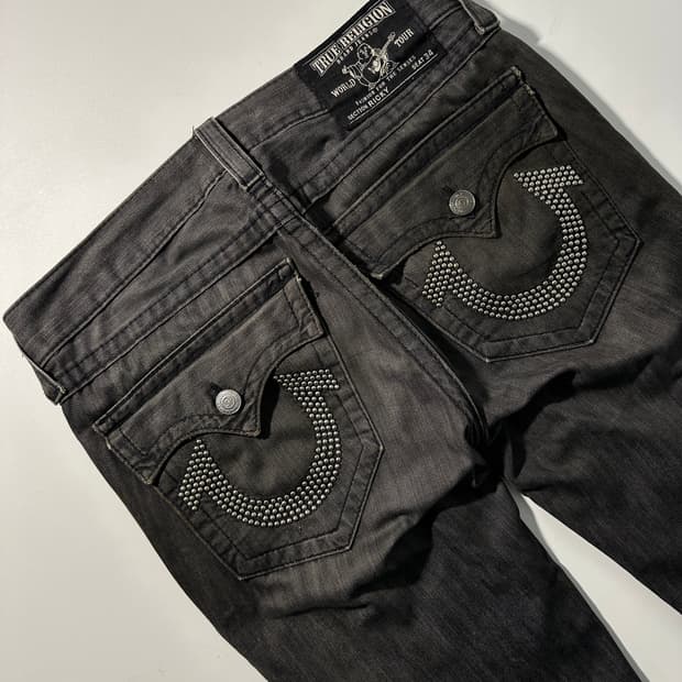 트루릴리젼 made in usa 흑청 리키 데님 팬츠 30