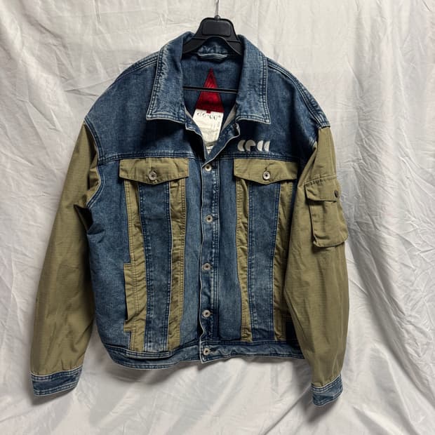 빈티지 데님 자켓 카키 XL
