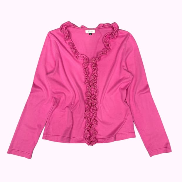 pink frill line t-shirt