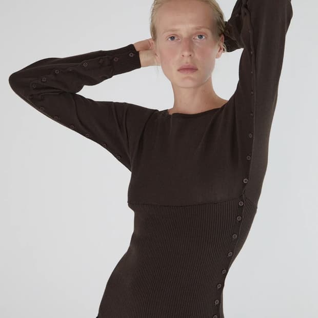 [S,M]팔로마울 Fa 버튼 니트/브라운