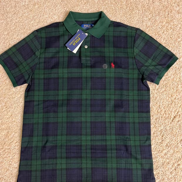 [새상품/미국구입]폴로 랄프로렌 커스텀 슬림핏 블랙와치 메시 폴로 셔츠