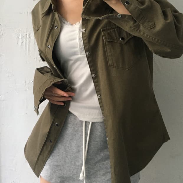 Saint Laurent 생로랑 카키 웨스턴 셔츠