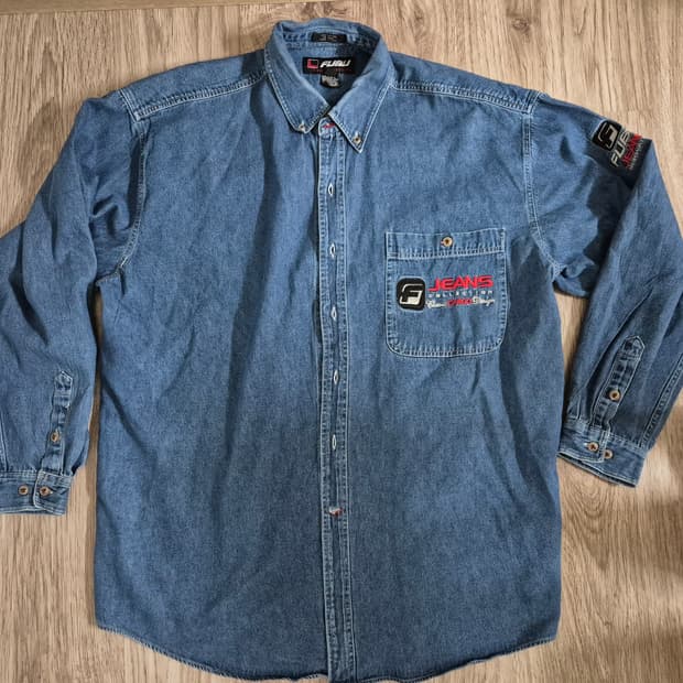 90s 푸부FUBU 진청 데님 빅셔츠
