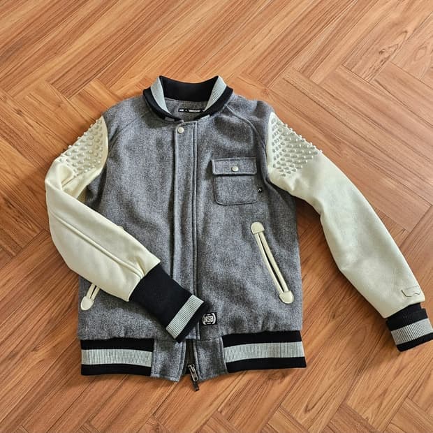 NSB 새서울소년단 울 소가죽 바시티 야구점퍼 바이크자켓