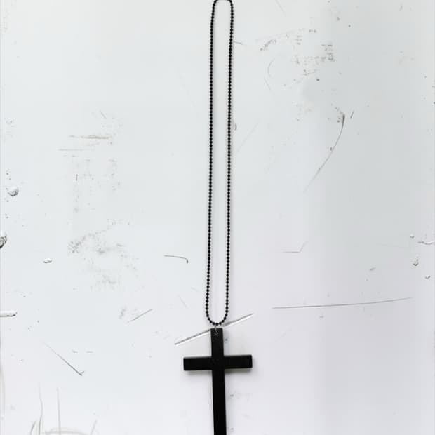 Black wooden cross pendant necklace