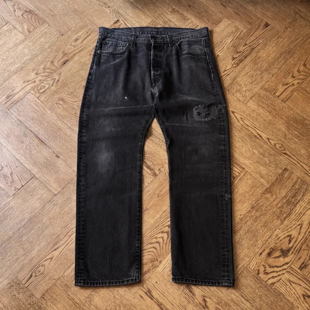 [34]리바이스 501 빈티지 리페어드 흑청 데님 팬츠