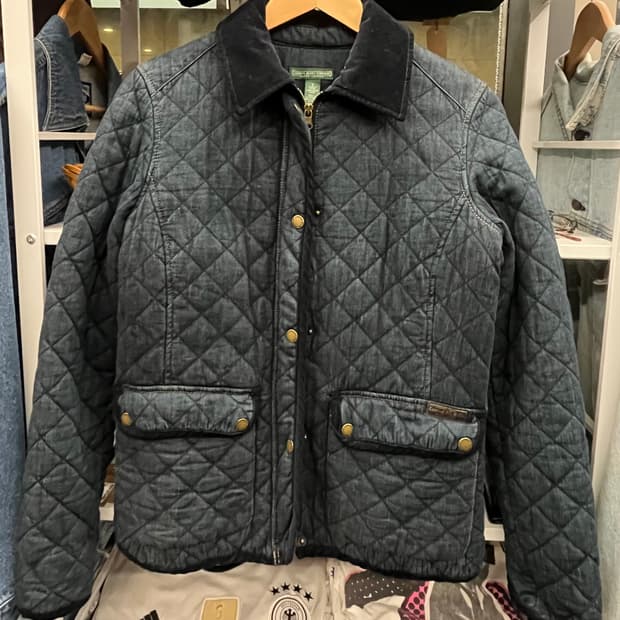 로렌 랄프로렌 퀼팅 자켓 데님 블랙