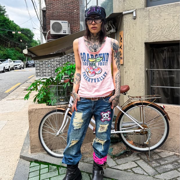 BACK & FORTH - Skull Patch Denim Pants