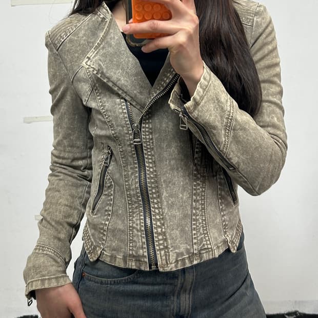 보브(VOV) 빈티지 타이다이 데님 라이더 자켓