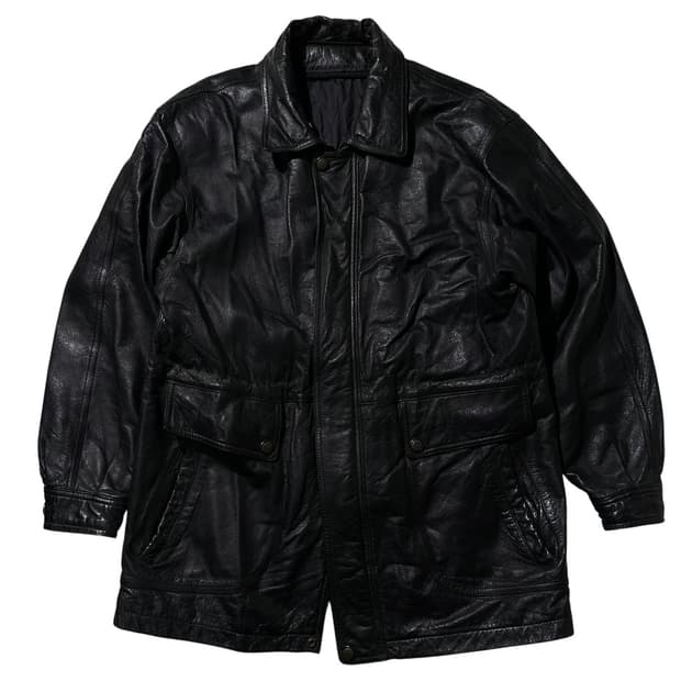 카우 레더 싱글 카코트 블랙