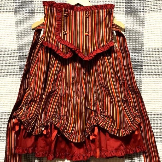 바디라인 코르셋 스커트 스트라이프 고딕 로리타 갸루 프릴레이스리본