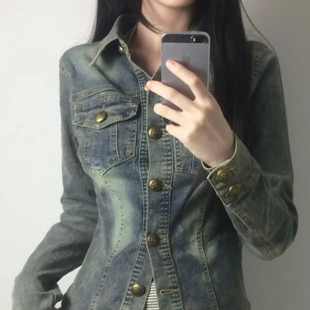 빈티지 워싱 데님 슬림 청자켓 셔츠남방