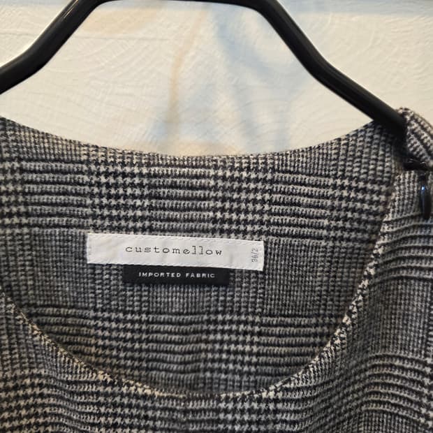 커스텀멜로우 체크 울 블라우스