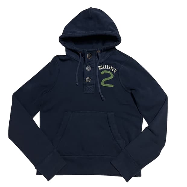 00s Hollister Numbering Button Hoodie 