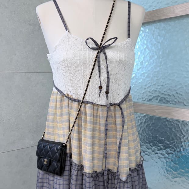 모리걸 리본 패치워크 원피스 