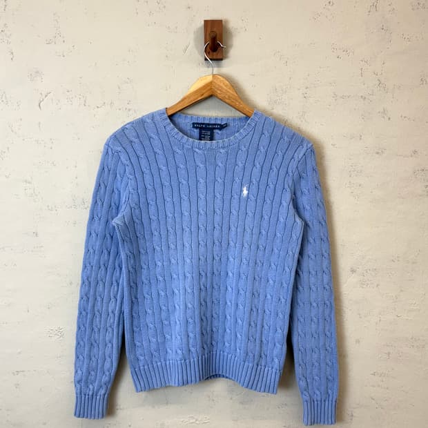 폴로랄프로렌 빈티지 하늘색 케이블 니트