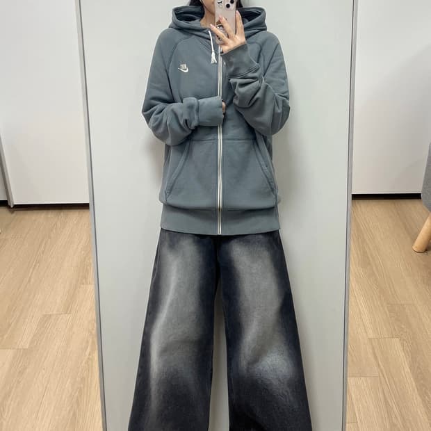 나이키 백로고 차콜 그레이 후드집업