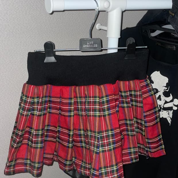 와이즈걸 빈티지 펑크 나나깔 미사깔 레드체크 스커트
