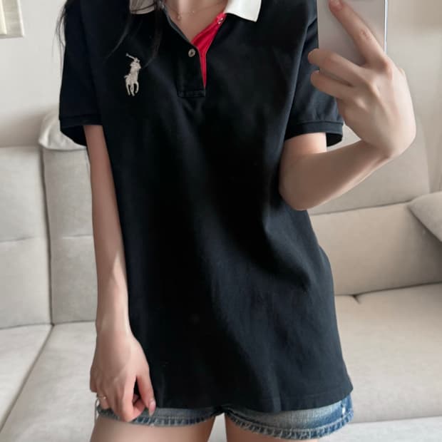 폴로 랄프로렌 빅포니 블랙 화이트 골프 반팔