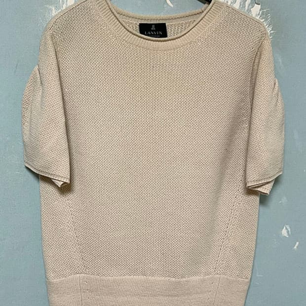 LANVIN 랑방 캐시미어 100% 여성 반팔니트티 캐주얼 S 90 55