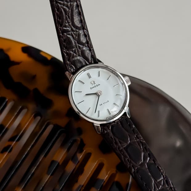 오메가 블루 그레이 다이얼 수동 시계