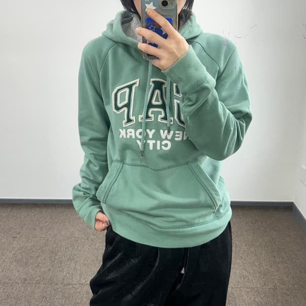 Gap 갭 그린로고 라이트 그린 후드티