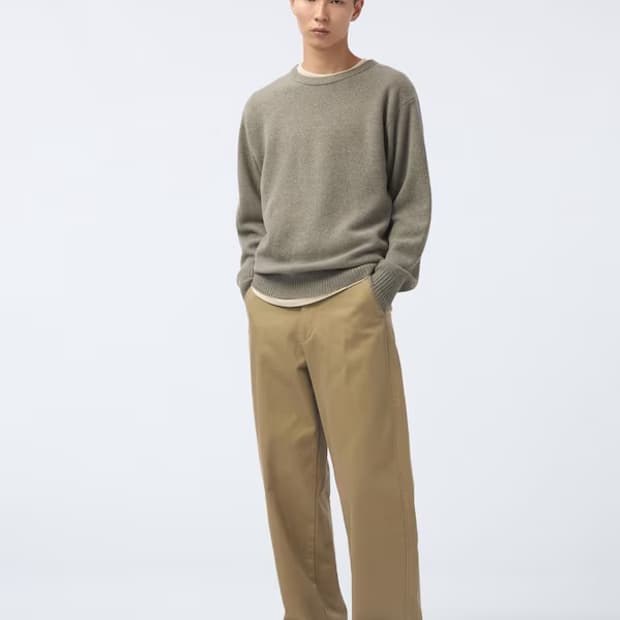 유니클로 U 와이드 치노 35브라운 긴기장 (76)