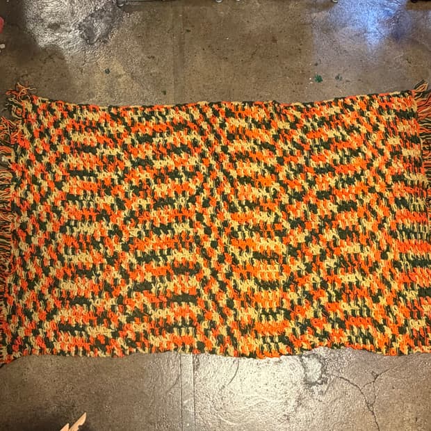 90s USA 니트 울 카페트 러그 매트